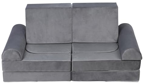 lamphle Kleinkind 2-in-1 Cabrio Sofa Soft Play Modular Couch Dunkelgrau