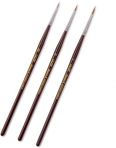 WLOT Kolinsky Sable Brushes,3pcs Miniature Paint Brushes(00 0 1) | Small Fine Detail Paint Brush Set Use for Acrylic,Watercolor, Mini Paints,Paint by Number,Figurine