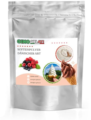 Gino Gelati Dänisches Softeis Pulver, fruchtiger Geschmack, verschiedene Geschmacksvarianten, schnell und einfach Zubereitet, Made in Germany, Eis selber machen (1 Kg, Waldfrucht)