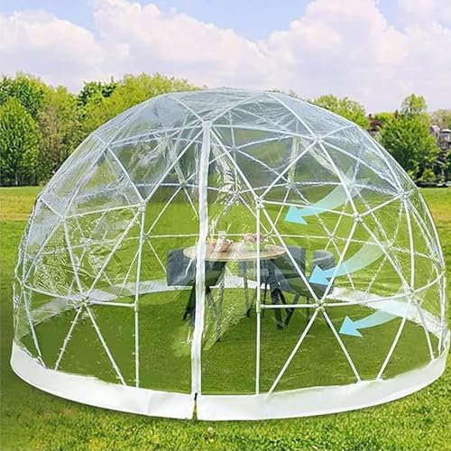 Aredwhiterui 9,5/12 Fuß Durchsichtiges Außenzelt Mit Fenster, Wetterfeste Kuppelkapsel, 360° Vollständig Transparentes Blasenzelt, Camping-Terrassen-Igluzelt Für 4–8 Personen,Clear-9.5ft