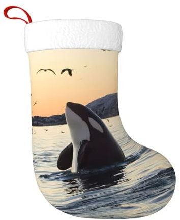 JEJEA Weihnachtsstrümpfe mit Killer-Wal-Aufdruck, Familie, 45,7 cm, Weihnachtsstrümpfe für Urlaub, Dekoration, Weihnachtsschmuck