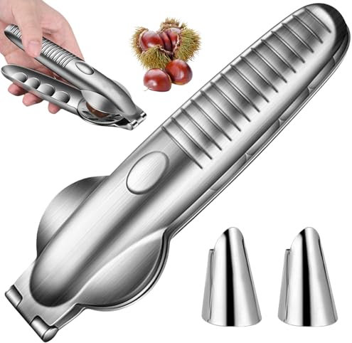 Moguri Cascanueces De Acero Inoxidable 304 con Mangos Antideslizantes, Incluye Dos Protectores De Dedos De Acero, Ideal para Nueces Y Avellanas