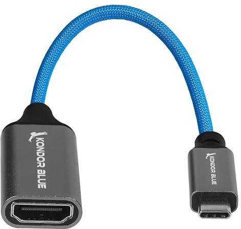 KONDOR BLUE | USB-C to Female HDMI Display Cable for Monitors | Convert Your USB-C Port into a HDMI Port, Compatible with Apple and Android Devices | Blue