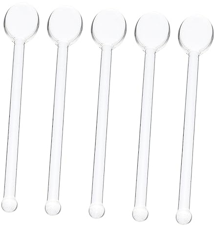 OFFSCH Cucharillas De Vidrio Para Café y Aperitivos, Pack De 5 Piezas De 13 Cm, Superficie Lisa Para Fácil Limpieza, Uso Doméstico y Profesional