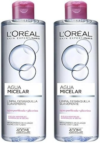 L'Oreal Paris Dermo Expertise Agua Micelar para Pieles Sensibles, Normales a Secas de L'Oréal Paris - 1 Unidad (Paquete de 2)