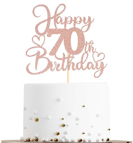 Sotpot 1PC Happy 18th Birthday Cake Topper Black Gold Glitter with Heart Pattern Cake Decoration for 18th Milestone Birthday Party Supplies