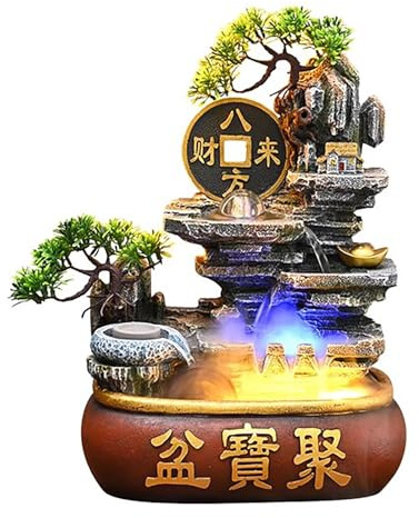 Rockery Indoor Fountain, Waterfalls with LED Lights, Mini Tabletop Water Fountain, for Home, Office, and Bedroom Decor(Clear,X-Large)