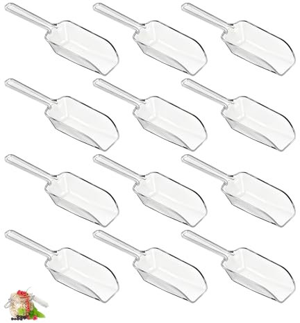 12PCS Ice Scoop, Multi-Purpose Clear Scoops Multipurpose Scooper, for Ice Powder Flour Ideal for Candy Buffet Ice Cream Coffee Tea Dog Food Dessert, Size 11cm*3cm