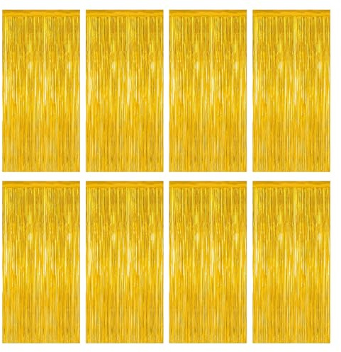 Mxdzshy 8 Piezas Cortina de Oropel Cortinas de Flecos Láminas Cortinas de Espumillón Metálicas Cortina de Purpurina Decoración de Fondo para Fiesta Cumpleaños Bailes Bodas Navidad 1x2M (Oro)