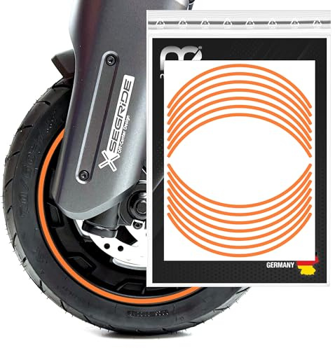 m2medien Felgenrand Aufkleber geeignet für Segway Ninebot MAX G3 D E-Scooter G3D (Orange Reflektierend)