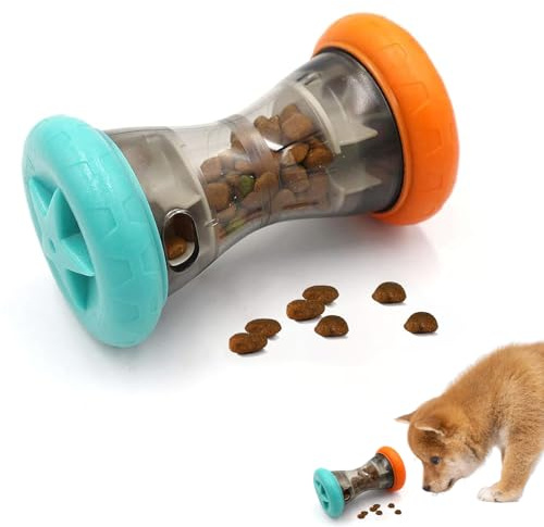 QingWing Juguetes Interactivos para Perros, Juguete Interactivo Perro con Alimentador Lento, Modelo Rodante con Forma de Mancuerna Juguetes Perros, Ideal para Entrenamiento Interactivo e Intelectual
