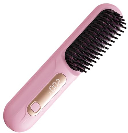 Plancha Para El Cabello - Mini Plancha Para El Pelo Con 3 Temperaturas Y LED | Peine Estilizador De Viaje,para Estilizar y, para Mujeres y Niñas, para Hogar, Salón y Fiesta