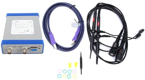 ANKROYU Osciloscopio virtual digital PC de doble canal alimentado por USB Ancho de banda de 50 MHz Frecuencia de muestreo 1G con sonda Cable USB para ingenieros y fabricantes elect