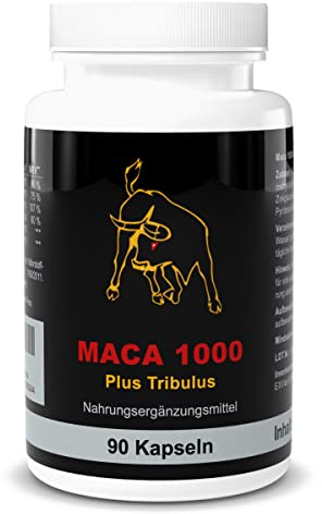 Maca 1000 plus Tribulus, Maca und Tribulus ideal kombiniert in einem Produkt, 90 Kapseln in Premiumqualität, Hochdosiert, 1er Pack (1x 74g)