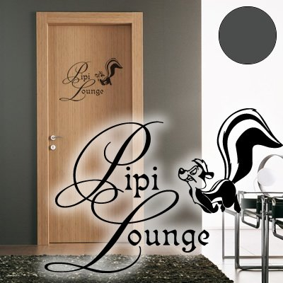 Klebesüchtig Wandtattoo Wohnzimmer PIPI Lounge 30cm x 21cm anthrazit - Türaufkleber Flur - Wandsticker Kinderzimmer Jungen - Aufkleber für Flur, Küche, Bad - Dekoration Wohnung - Sticker