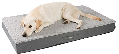 JAMAXX Orthopädische Hunde-Matratze Gelenkschonend Memory Visco Schaum Waschbar Abnehmbarer Lammfell Bezug/Wasserabweisendes Oxford Gewebe - Robustes Kuschliges Hundebett PDB1012, 120x73 (L), Grey