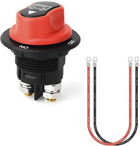 Jtron batterieschalter trennschalter motorrad an-aus batterieschalter 12v mini mit 8AWG Kabel 50CM für Marine Boat Caravan Car Vehicles Yacht Bus (100A)