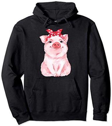 Schwein mit Bandana für Mädchen und Frauen Pullover Hoodie