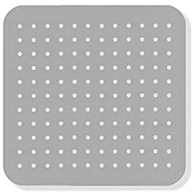 GEMITEX Tappetino per Doccia Antiscivolo GRIGIO Made in Italy, Resistente alla muffa, antibatterico, con ventosa, Tappetini da bagno anti slip, 53x53 cm, 100% PVC.