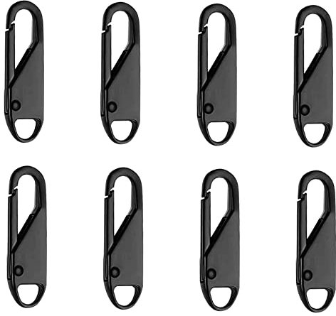 8 PCS Heavy Duty Zipper Pullers - Black Zipper Gripper Extenders for Boots, Jacket, Handbags, Coat