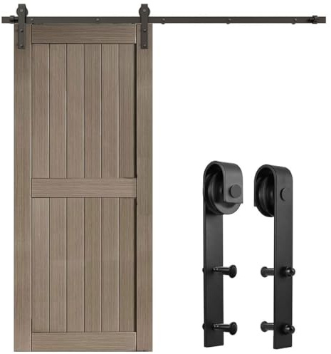 LTIYITL 368cm/12FT Quincaillerie Kit de Rail pour Porte Coulissante Suspendue, Kit de Voie de Placard pour la Porte en Bois (Forme de J)