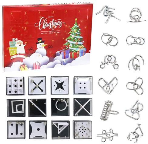 Puzzle Adventskalender 2027, 24 Stück Adventskalender mit knobeln, adventskalender Mini, Überraschung Herausforderung 3D Fördert Weihnachten Geschenk
