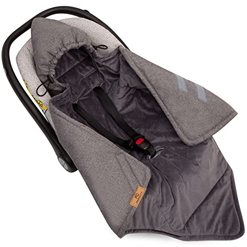 Baby Einschlagdecke zum Herbst Winter für Auto Kinderwagen Babyschale Neugeborene 0-9 Monate Maße 85 x 122 cm Farbe Grau Flachs [157]