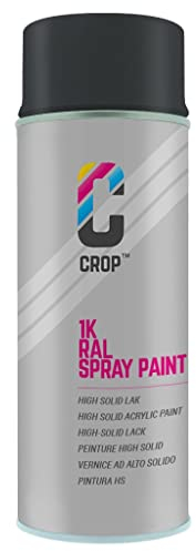 CROP Lackspray RAL 7021 Schwarzgrau - Hohe Deckkraft, SCHNELLE TROCKNUNG, 100% inaltérable - Auto, Motorrad & Heimwerken - Seidenglänzend - 400 ml