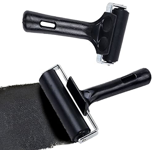 Dtoterul Gummiwalze 2 Stück Linolwalze Schwarz Gummiroller Andrückroller Hartgummiwalze Gummi Brayer Roller Gummiwalze Roller Linolfarbwalze mit Griff für Blockdruck und Handwerk (6cm,10cm)