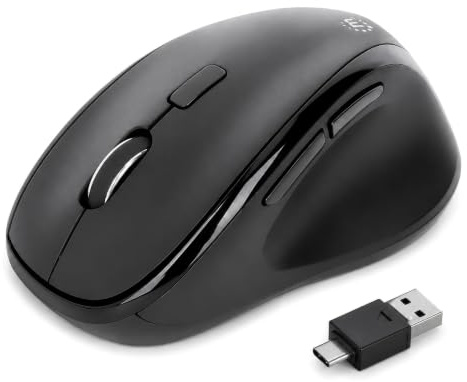 Manhattan 190237 mouse Ufficio Mano destra RF Wireless Ottico 1600 DPI (ERGONOMIC USB WIRELESS MOUSE- - RIGHT HANDED 7-BUTTON)