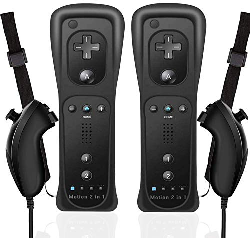 Manette Wii avec Motion Plus et Nunchuck, télécommande sans fil Wii Remote Plus avec Nunchuck avec dragonne en silicone pour manette Wii/Wii u