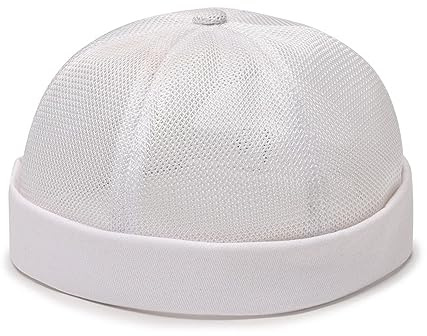 Casquette Homme Chapeau Docker sans Bord pour Hommes Bonnet D'Été en Maille Respirant Bonnet Roulé Poignet Roulé Chapeaux De Port Chapeau De Marin Pêcheur Propriétaire,Blanc,56-60Cm