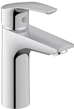Duravit DuraVelez wassersparende Waschtischarmaturen, Größe M (Auslauf Höhe 106 mm), energiesparende Waschbecken Armatur (FreshStart), Wasserhahn Bad ohne Zugstangen Ablaufgarnitur, Chrom