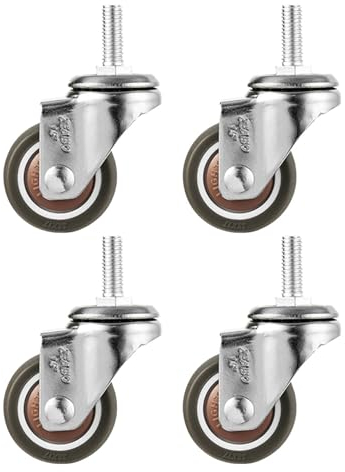 Lenkrollen, 4 Stück Möbelrollen, Schwenkrollen Mit Bremse, Schwerlastrollen, Gummiräder, Transportrollen, Mobile Rollen Für Möbel, 360° Schwenkbar/Verschleißfest,4Nobrakes-50mm/M10
