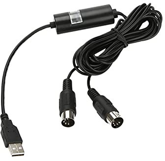 USB MIDI Cable, Universal USB In Out MIDI Cable Adapter Professional Durability MIDI to USB Interface Converter Music Keyboard to PC/Mac/Laptop for Music Editing and Recording (Black)