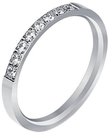 Gualiy Männer Ring Titan, Silber Trauringe Ringe 2MM Ring mit Weiß Zirkonia Ring Größe 49 (15.6)
