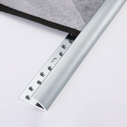 Teppich Übergangsprofil Übergangsstreifen Für Teppich Zu Fliese 90cm*2 Stück Teppich Randleisten Abdecken Fußmatte Bodenmatte Kantenschutzleiste Zuschneidbare Teppichzierstreifen/Kantenverkleidung(Gra