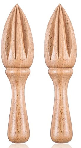 COMNICO Exprimidor de limones con mango de madera, 2 unidades, exprimidor de cítricos, fácil de sujetar, herramienta de exprimidor manual para naranjas, limones, limas