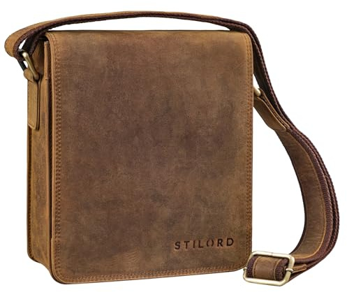 STILORD Akito Umhängetasche Herren Leder Klein - Ideal für Alltag Reise oder Stadt-Bummel - Mit Tabletfach für 8,4 Zoll iPad - Ledertasche Herren Klein aus Echtleder Farbe:vinto - braun
