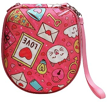 XANAD Custodia Rigida Cuffie Bambini Bambina Bluetooth Astuccio iClever EarFun Philips iFecco Nabevi PowerLocus Valigetta Scuola Viaggio Manico Portatile Resistente Urti Acqua (Cuore Rosa)