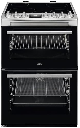 AEG CCX6740ACM SteamBake 600mm Double Electric Cooker Ceramic Hob S/Steel