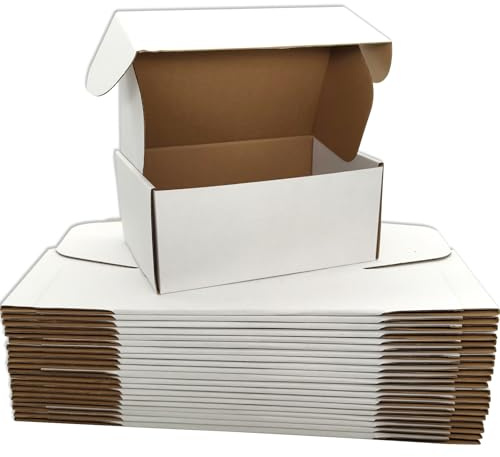 Cenoid Små postlådor, 23 x 15 x 7,5 cm vita portopaket, fraktkartonglådor för postning, leverans, förpackningslådor för småföretag (förpackning med 25)