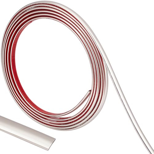 craspire Moulure Flexible de 10 pi X 0.3 po à Décoller et à Coller Blanche Argentée Autocollante Étanche pour Mur Miroir Coin Bord Rond Carrelage Plafond Comptoir pour Sol Meubles Plinthe Bordure