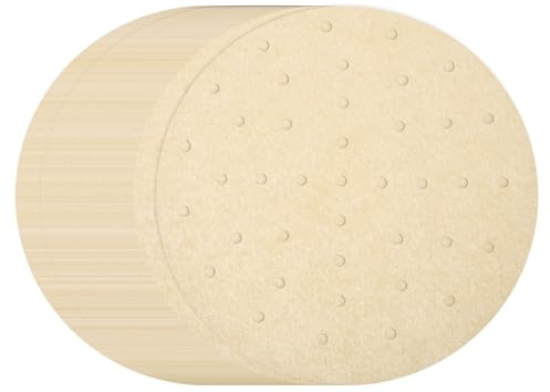 sourcing map 400pcs Air Fryer Liners 10 Inch Round Bamboo Steamer Liners with Holes Non-Stick Perforated Parchment Paper Sheets Disposable Steamer Paper for Air Fryers Steaming Basket, Brown