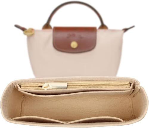 Shengruili Organizer für Longchamp Mini-Tasche, Filz Handtaschen-Organizer mit mehreren Fächern, Handtaschen Organizer, Faltbare Tragetasche Organizer, Filz Organizer für Taschen