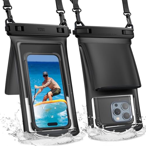 YOSH 2 Stück wasserdichte Handyhülle [3D Doppelte Taschen] 7,5 Zoll IPX8 Wasserfeste Handyhülle, wasserdichte Handytasche für Schwimmen, Waterproof Phone Case für iPhone 17 16 15 14 13 Bargeld Karten