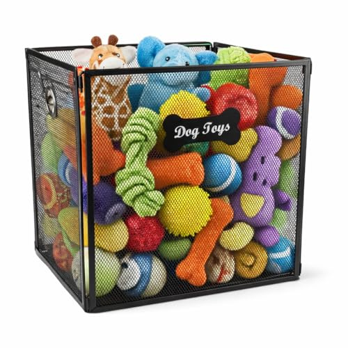 APITOS Grand panier à jouets pour chien, panier pliable en fil métallique pour animaux de compagnie, boîte à jouets pour chats et chiens, pour organiser les laisses, les couvertures et le rangement