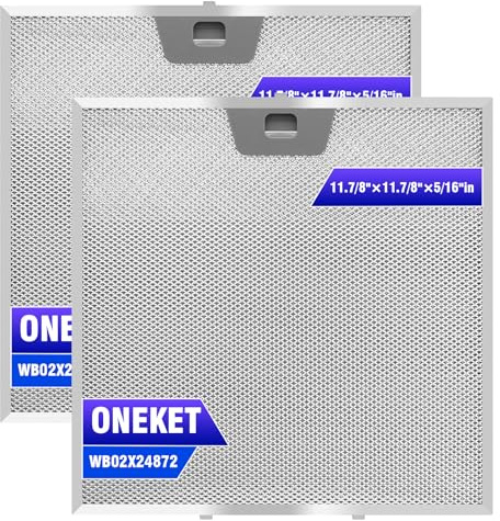 WB02X24872 Range Hood Grease Filter Replacement - 2 Pack, Fits 11 7/8 x 11 7/8 x 5/16 Inch Vent Hoods