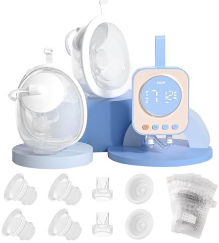 NCVI Elektrische Milchpumpe Freihändig – Doppelmilchpumpe Tragbar mit 9 Stufen und 4 Modi, Leise, Leak-Proof und 21/24/28mm Flansch für effizientes Abpumpen, Blau