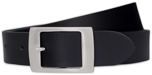 FRIEDRICH HOFFMANN Damengürtel Leder, MADE IN GERMANY, Gürtel schwarz Damen schmal, 100% echtes Leder, 3 cm breit (Schwarz, 95 cm Bundweite = 110 cm Gesamtlänge)